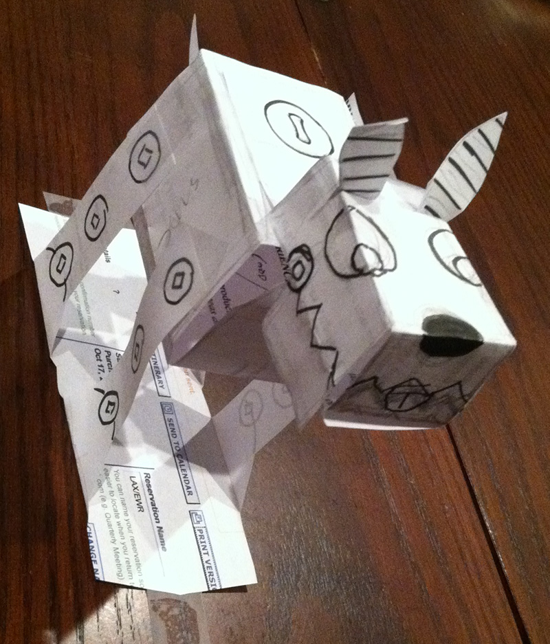 Paper mockup of Robot Dog from Phineas and Ferb