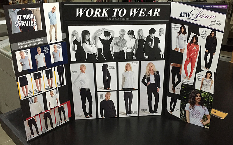 Presentation board of different types of apparel