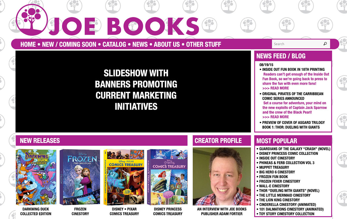 Joe Books Website Mockup
